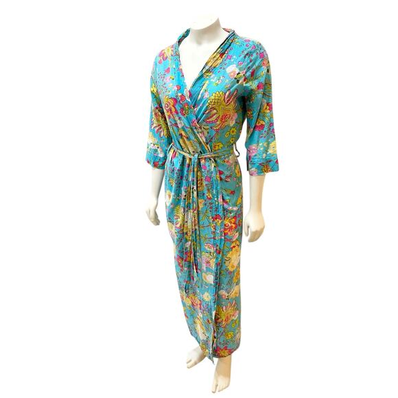 Anthropologie Plum Pretty Sugar Blue Floral Robe XS - Picture 8 of 10